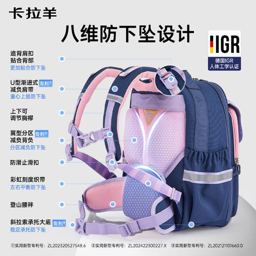 【云朵书包ProMax】卡拉羊19.2/22.3L小学生1-6年级ProMax8维减负云朵书包晴空 CX2296+CX2613 商品图2