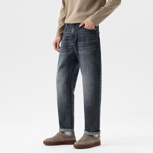 GXG男装25秋季简约纯色基础百搭牛仔裤休闲时尚亲肤男式锥形版裤K&C 商品图2