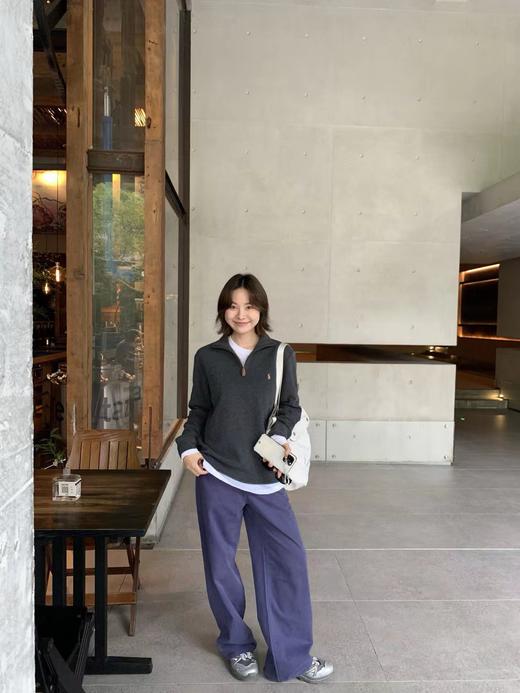 D121550彩标小马刺绣纯色半拉链针织卫衣男女同款 商品图9