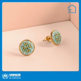 心艺手作：湖水青“努苏姆”耳钉 Mahi Mahi Gold Studs in Teal