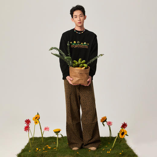 NPC潮牌重磅430G刺绣小花圆领卫衣男潮流百搭秋新款套头NP47ST21 商品图3