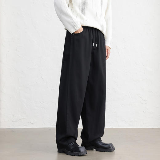 GXG男装【莱赛尔】25秋季简约纯色松紧腰日常通勤男式直筒休闲裤K&C 商品图3