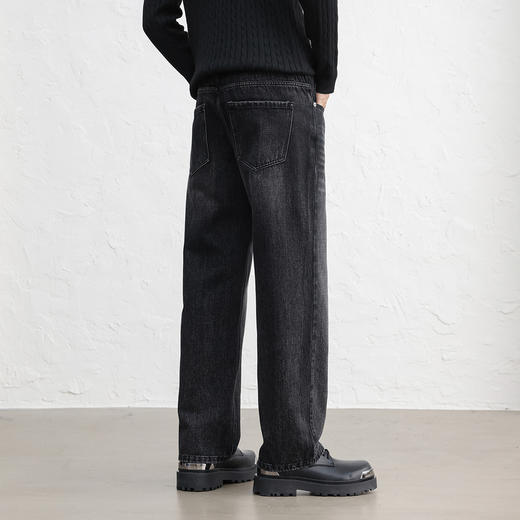 GXG男装25秋季弹力舒适半松紧腰百搭宽松日常通勤直筒男式牛仔裤K&C 商品图4