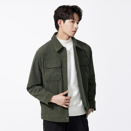 GXG男装【灯芯绒面料】秋季简约翻领立体贴袋经典休闲男式夹克K&C 商品图7