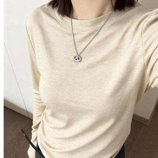 圆领打底T恤衫女韩系基础款显瘦羊绒天丝羊毛打底长袖上衣打底衫 商品图2