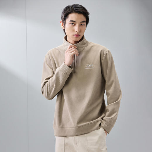 GXG男装25春季简约翻领拉链上衣男式休闲宽松百搭舒适polo领卫衣K&C 商品图4