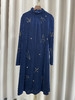 「断码清仓」宝蓝高领刺绣金丝绒气质裙  2XL码 ZFYY202 商品缩略图0