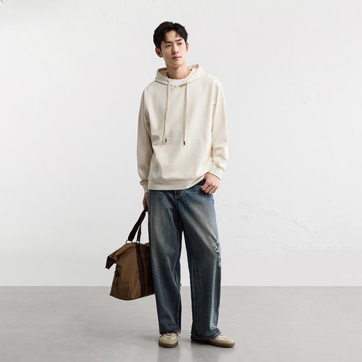 GXG男装25秋季时尚抽绳运动休闲纯色简约日常通勤男式连帽卫衣K&C 商品图3