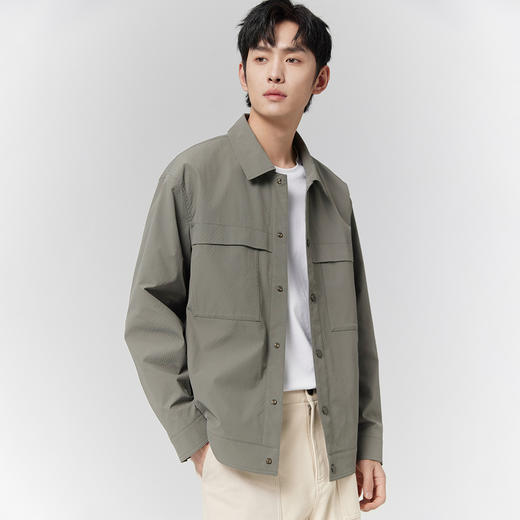 GXG男装【立体贴袋】25春季简约百搭日常通勤翻领休闲男式夹克K&C 商品图5