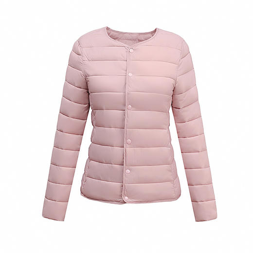 丁摩 圆领内胆棉服女冬季修身打底V领纯色显瘦保暖短款轻薄小棉袄5ZF-2201 商品图4