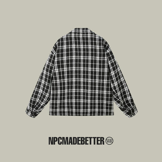 NPC潮牌复古粗花呢黑白格纹小香风翻领短款外套夹克男士NP38TJ46 商品图1