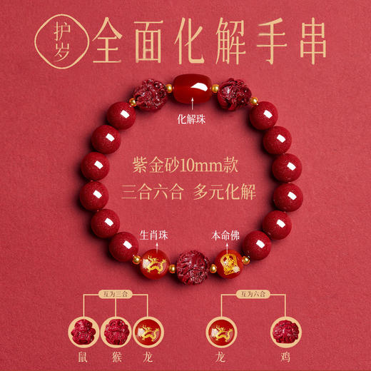丁摩 保真朱砂手串高含量本命佛守护神男女通新年三合六合5ZF-12151 商品图0