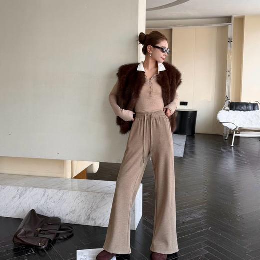 BeauMuse山羊绒蚕丝微喇休闲裤 商品图5