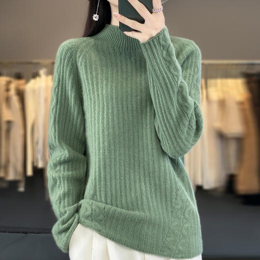 【清河羊毛羊绒专场】鹿展Z011 女士半高领羊毛衫 商品图3