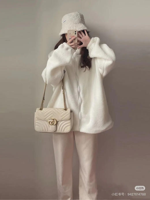 Gucci 马蒙 双g 26 白色 牛皮 中号 链条包 商品图3