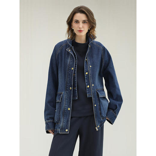 COCOBELLA设计款假两件牛仔外套女25秋慵懒风原牛廓形上衣DN3076 商品图2