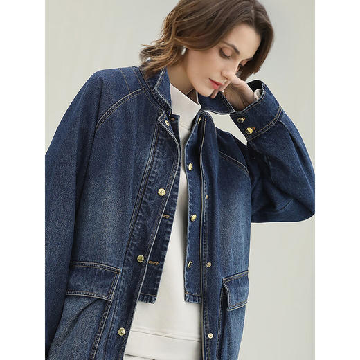 COCOBELLA设计款假两件牛仔外套女25秋慵懒风原牛廓形上衣DN3076 商品图0