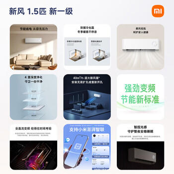 小米米家空调 新风 1.5匹 一级能效变频 鲜净新风 空调挂机 KFR-35GW/F3A1 整机十年质保 /家用电器 /大 家 电 /空调 商品图7