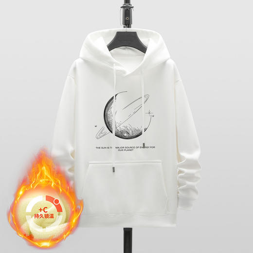 GXG男装【加绒保暖】冬季时尚潮牌宽松舒适休闲男式连帽卫衣K&C 商品图2