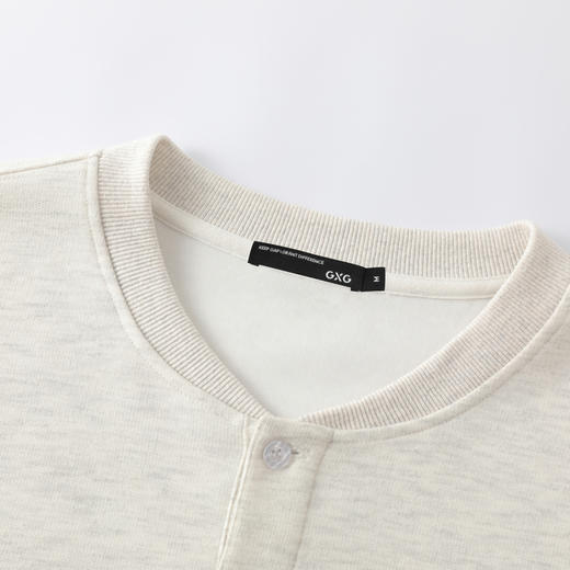 GXG男装25秋季时尚简约半开襟长袖T恤纽扣款圆领套头男式卫衣K&C 商品图2