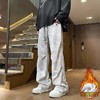 D121570秋冬新款暗纹扎染直筒脏脏裤加绒加厚情侣款卫裤 商品缩略图2
