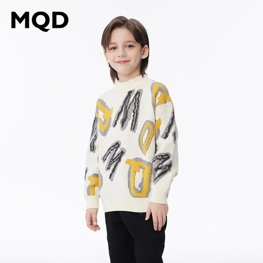 【秒2】【MQD】男童冬季潮酷满版字母活力半高领针织衫 商品图1
