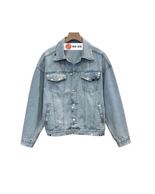 男款金属扣牛仔外套la002 商品图0