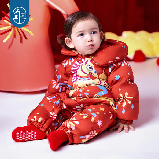 年衣婴儿连体衣羽绒服周岁礼服冬季新生儿哈衣马上顺婴童羽绒服 商品图3