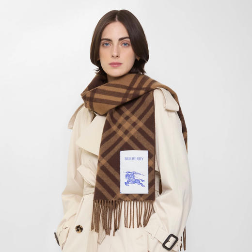 BURBERRY 巴宝莉 女士马术骑士徽标格纹羊绒围巾 格子 8116877 C3652 商品图2