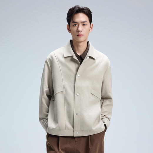 GXG男装【斜纹肌理】25秋季经典简约翻领通勤休闲男式夹克K&C 商品图7
