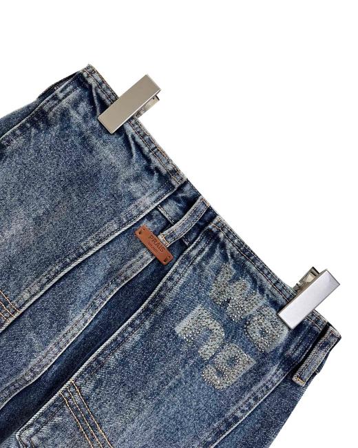 女款闪钻抓绒牛仔裤长裤la002 商品图2