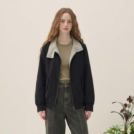 谜底双面穿外套长袖2026春新品立领简约休闲工装夹克女265MW5032 商品图1