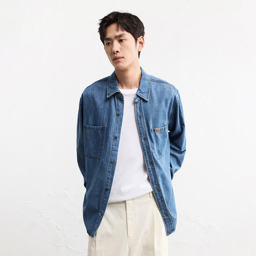 GXG男装25秋季经典百搭潮流复古简约翻领短款男式牛仔夹克上衣K&C 商品图2