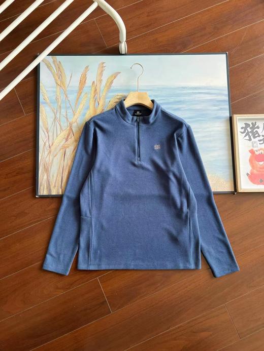 D121528秋冬新品户外新款男款弹力运动户外休闲中厚半高拉链长袖底衫 商品图6