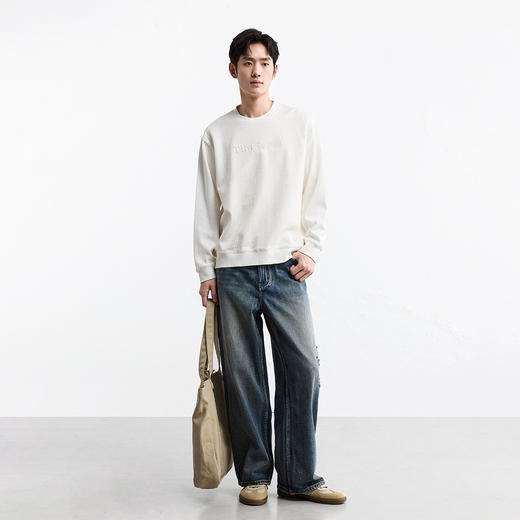 GXG男装25秋季简约纯色百搭运动休闲日常通勤宽松男式圆领卫衣K&C 商品图3