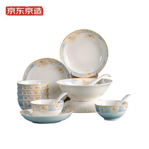 积分免费兑：京东京造 碗盘餐具整套 碗具碟子套装乔迁之喜陶瓷 时光漫步24头 商品图6