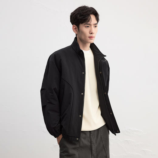 GXG男装25秋季时尚潮流简约纯色宽松休闲防风男式立领短款夹克K&C 商品图1