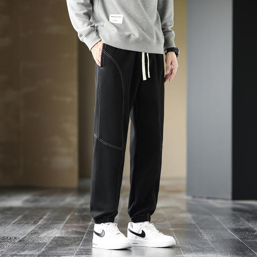 GXG男装25春季时尚线条感显高显瘦运动宽松男式休闲束脚长裤K&C 商品图7