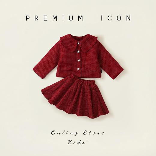 Hania2026年新年 女童套装秋冬季新款儿童生日红色宝宝夹棉毛呢两件套新年服90-140★ 商品图3