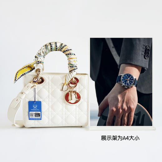 【95新】Dior迪奥Lady Dior手袋白色金扣徽章肩带四格戴妃手提单肩包女士111225AK03 商品图9