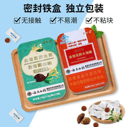 热卖中！！【云南白药国民品牌 传承122 年的健康守护】云南白药金银花胖大海润喉糖/无糖  清嗓润喉 清咽   一润二护 药食同源  滋养咽喉咽部不适者 商品图2