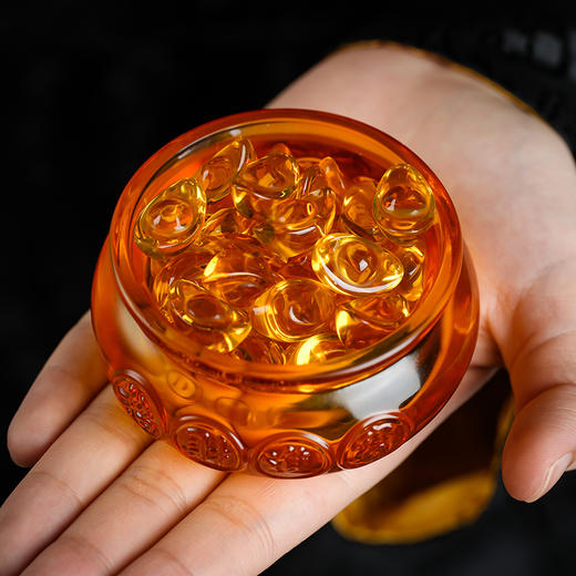 琉璃聚宝盆摆件金元宝工艺家居客厅酒柜酒店装饰礼品送礼 商品图3