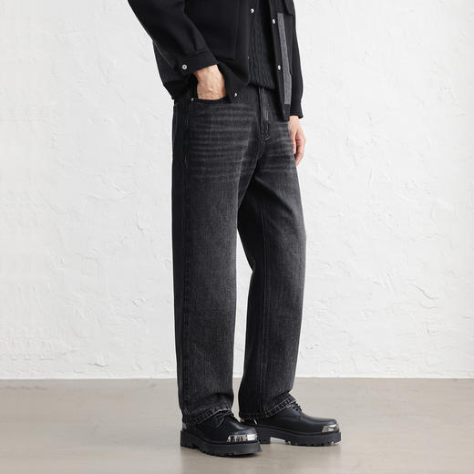 GXG男装25秋季弹力舒适半松紧腰百搭宽松日常通勤直筒男式牛仔裤K&C 商品图2