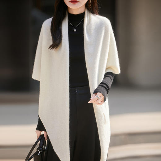 【清河羊毛羊绒专场】鹿展Z199 女士披肩   商品图5