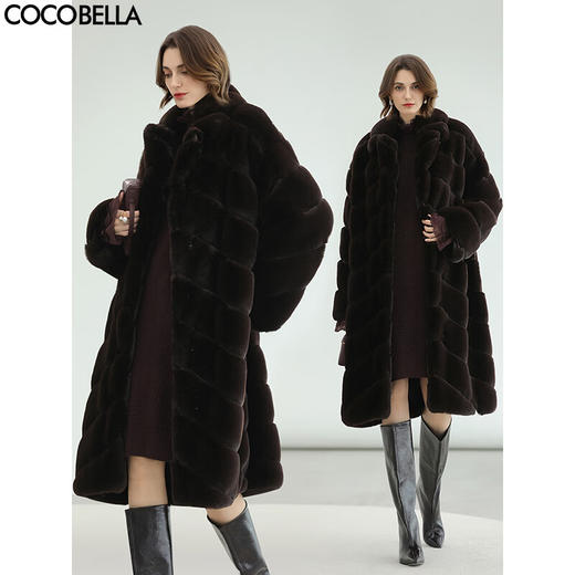 COCOBELLA高奢仿紫貂毛环保皮草外套女冬丰盈御寒长款大衣FU0006 商品图0