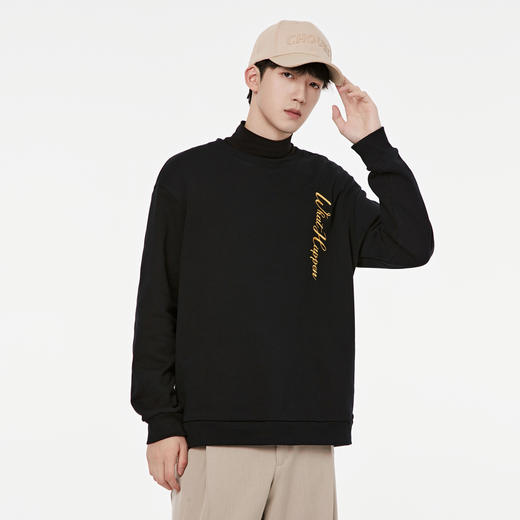 GXG男装【100%棉】秋季简约字母印花男款休闲圆领长袖卫衣K&C 商品图4