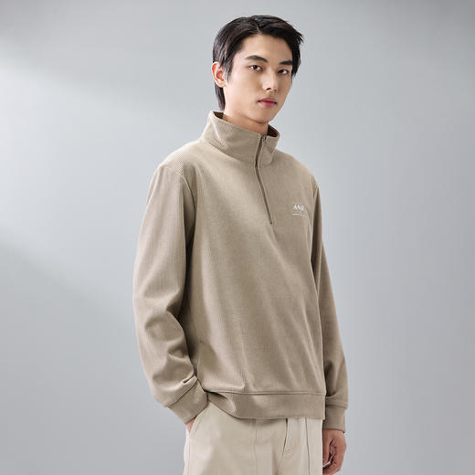 GXG男装25春季简约翻领拉链上衣男式休闲宽松百搭舒适polo领卫衣K&C 商品图6