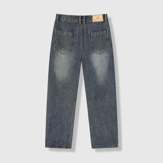 GXG男装25秋季日常通勤简约白色复古水洗直筒休闲男式牛仔长裤K&C 商品图3