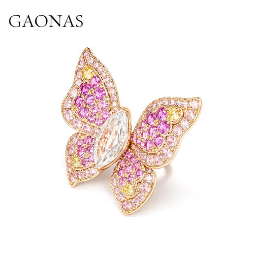 GAONAS  粉蝶仙 时尚粉色蝴蝶开口戒指11732JP 商品图2