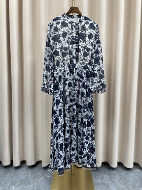 「断码清仓」法式复古碎花立领文艺气质印花裙 L码 ZFYY186